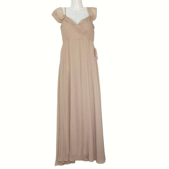 Birdy Grey Spence Taupe Chiffon Convertible Dress Bridesmaid Prom SMALL NWT - Picture 3 of 14